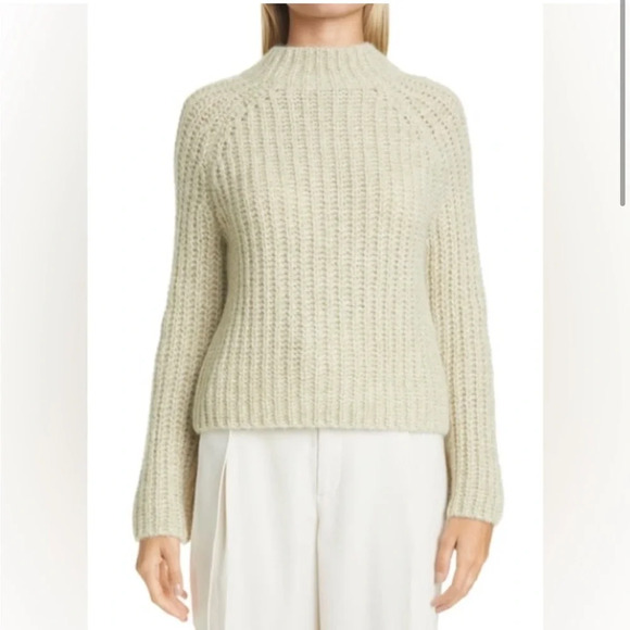 Vince Sweaters - Vince Marled Raglan Green Mohair Alpaca Blend Pullover Sweater Size XS